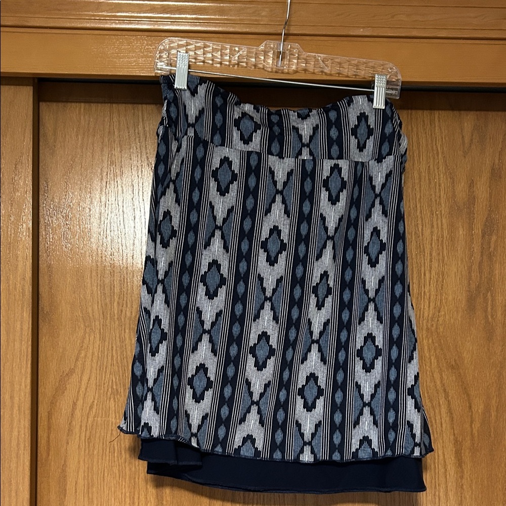 Elegant Navy and Gray Women's A-Line Skirt